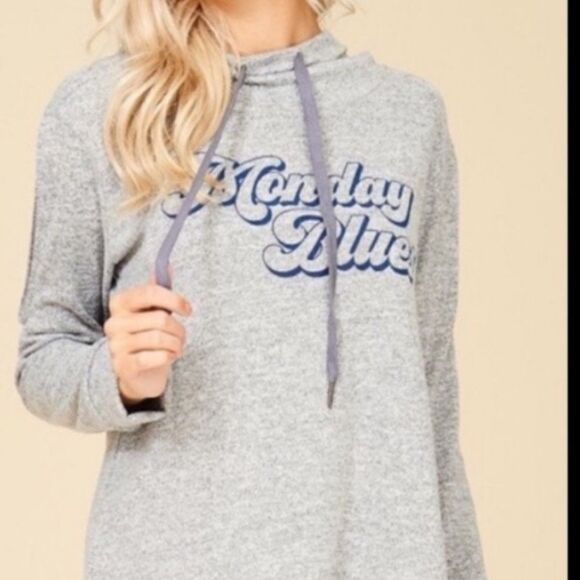 “Monday Blues” Graphic Hooded Sweatshirt - Picture 3 of 5